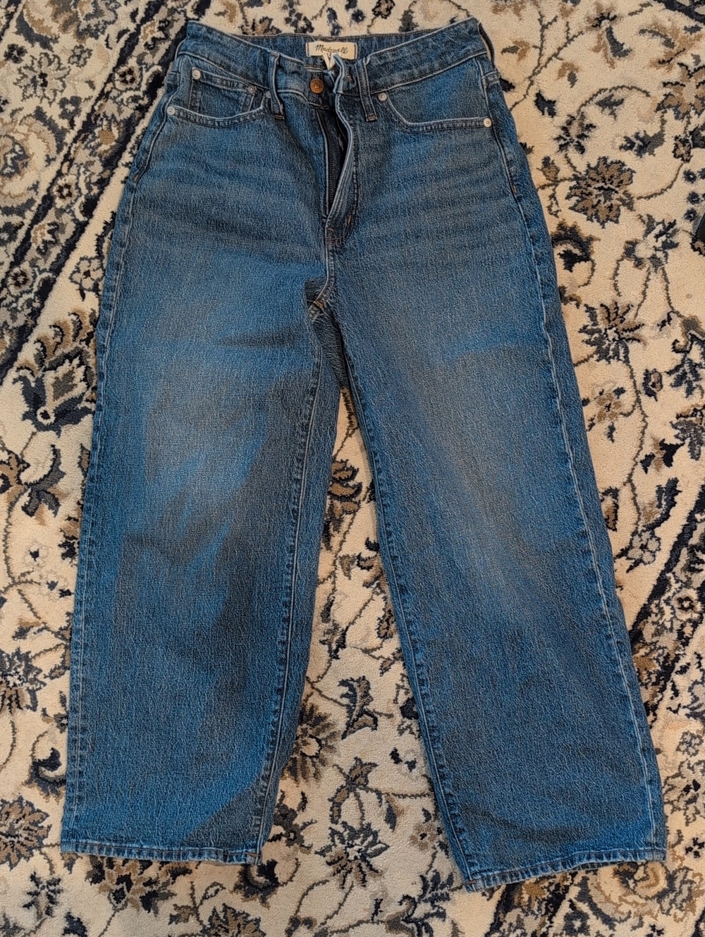 Madewell Curvy Perfect Vintage Wide Leg Crop Jeans in Blue Denim Size 28